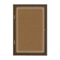 United Visual Products Triple Door Enclosed Radius EZ Tack Board, 72"x48", Bronze/Blue UV70055EZ-BLUE-BRONZE